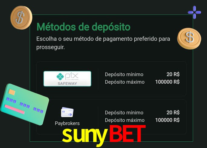 O cassino sunybet oferece uma grande variedade de métodos de pagamento